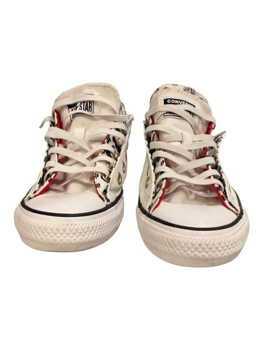 Converse Chuck Taylor All Star Double Upper Low Tops in Red and Leopard - Picture 5 of 10